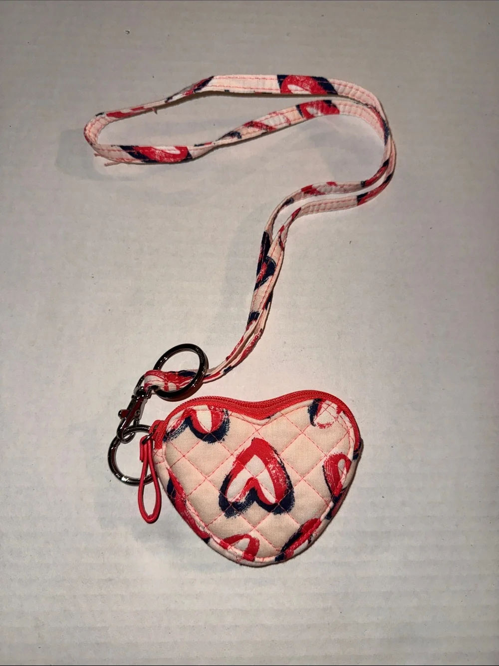 Vera Bradley Pink Heart Coin Pouch with Lanyard